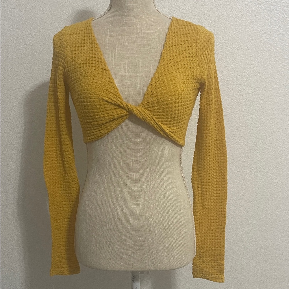 Forever 21 Yellow Twist Front Crop Top